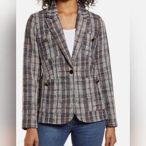 Halogen Black Navy Libbie Tweed Blazer Size Large - NWT